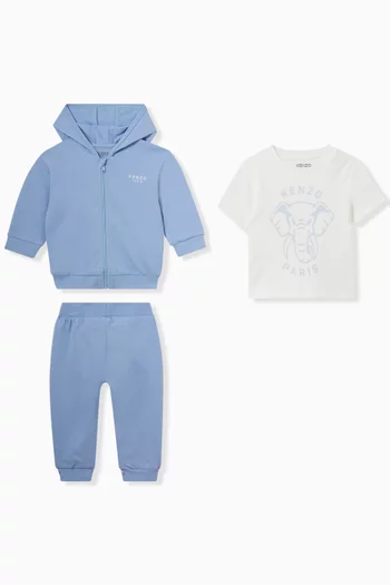 Elephant-print 3-piece Set in Organic Cotton