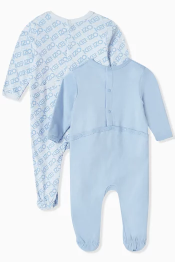 Logo-print Sleepsuit Set in Organic Cotton
