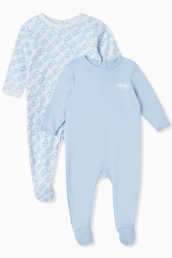 Logo-print Sleepsuit Set in Organic Cotton