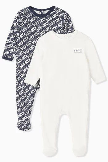 Logo-print Sleepsuit Set in Organic Cotton