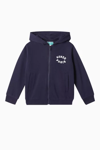 Embroidered Logo Zip-up Hoodie in Fleece