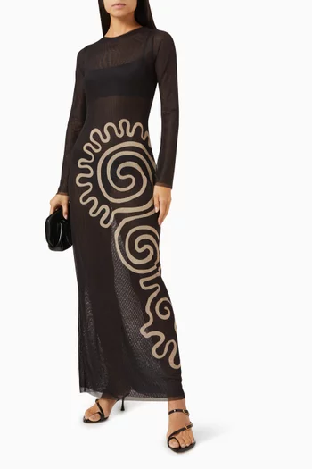 Tania Sheer Midi Dress in Mesh