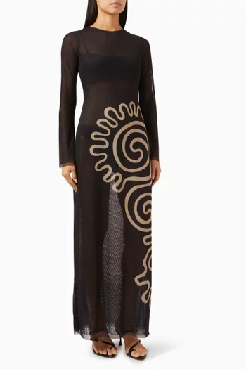 Tania Sheer Midi Dress in Mesh