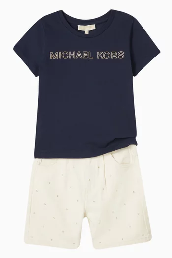 Metallic-effect Logo T-shirt in Cotton