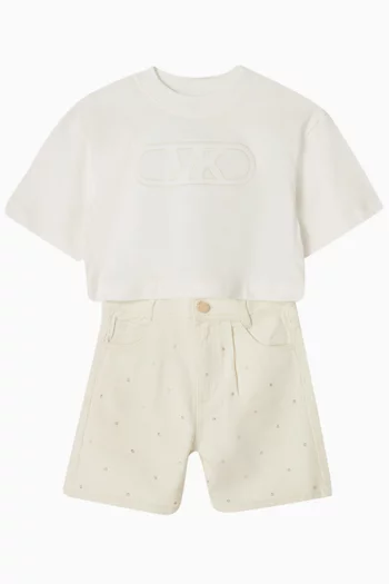 Logo-embroidered Crop T-shirt in Cotton