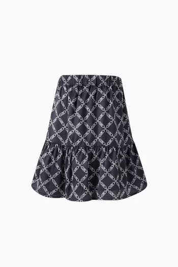 Logo-print Midi Skirt in Satin