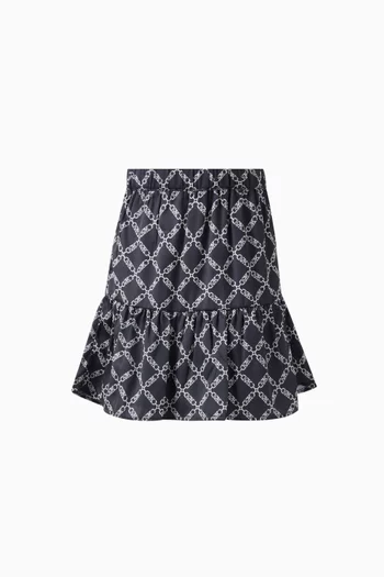 Logo-print Midi Skirt in Satin