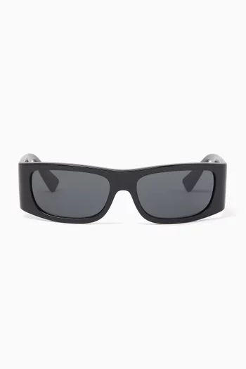 Logo Rectangular Sunglasses in Injected Plastic