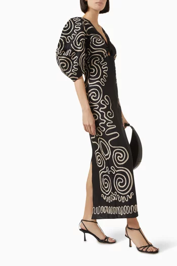 Gaia Cut-out Maxi Dress in Linen