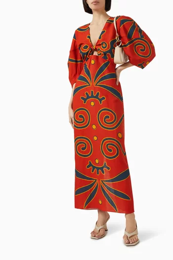 Gaia Cut-out Maxi Dress in Linen