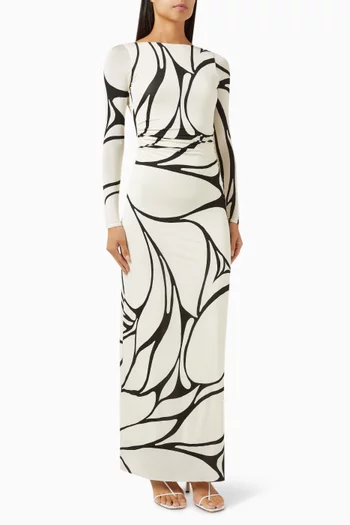 Malaga Open-back Maxi Dress in Viscose Blend