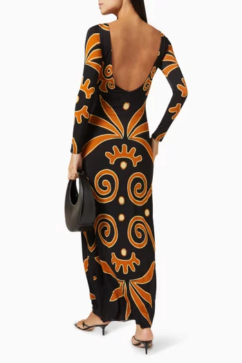 Malaga Open-back Maxi Dress in Viscose Blend