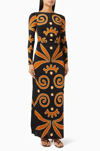 Malaga Open-back Maxi Dress in Viscose Blend