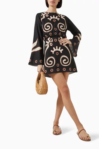 Loura Printed Mini Dress in Linen