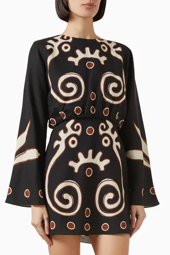 Loura Printed Mini Dress in Linen