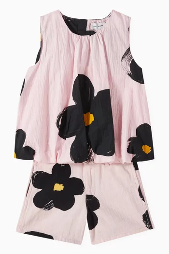 Daisy-print Shorts in Cotton-twill
