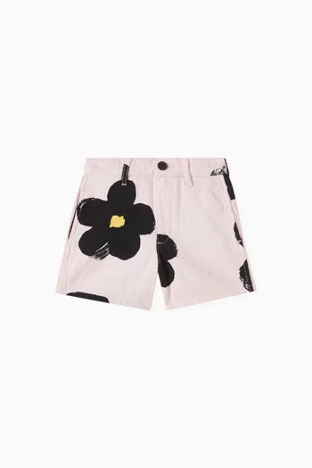 Daisy-print Shorts in Cotton-twill