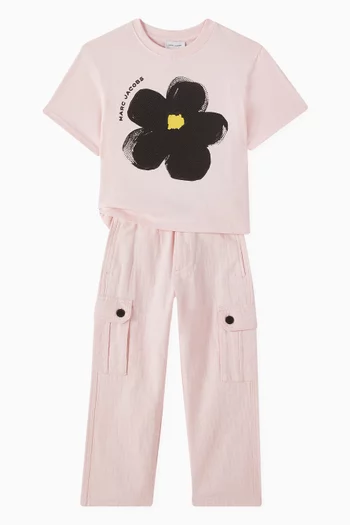 Logo Jacquard Cargo Pants in Cotton-twill