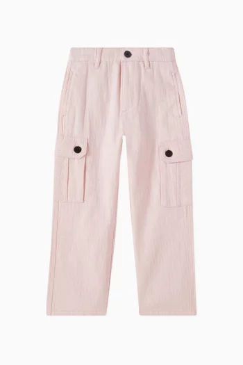 Logo Jacquard Cargo Pants in Cotton-twill