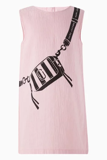 Belt Bag-print Dress in Cotton-twill