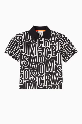 Jumbled Logo Polo Shirt in Cotton