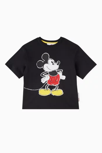 Mickey Illustration T-shirt in Cotton