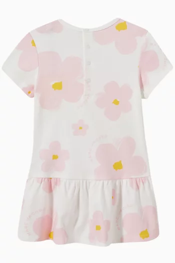 Daisy-print Flared Dress in Cotton