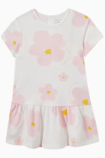 Daisy-print Flared Dress in Cotton