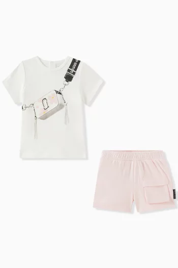 Graphic T-shirt & Shorts Set in Cotton Jersey