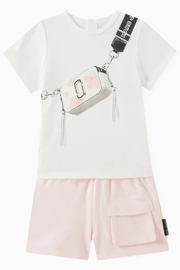 Graphic T-shirt & Shorts Set in Cotton Jersey