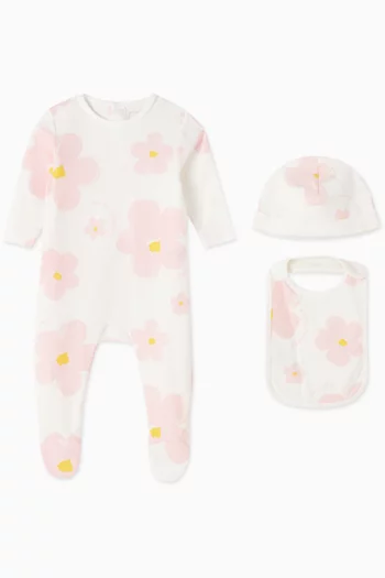 Daisy-print Sleepsuit Set in Cotton