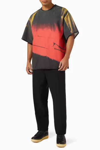 Printed Leather-trim T-shirt