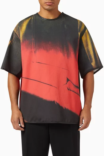 Printed Leather-trim T-shirt
