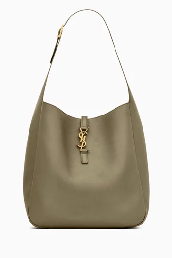 Large Le 5 À 7 Bag in Grained Leather