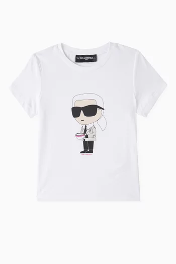 Choupette-print T-shirt in Organic Cotton-blend