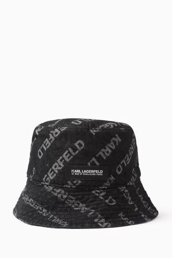 Logo Bucket Hat in Denim
