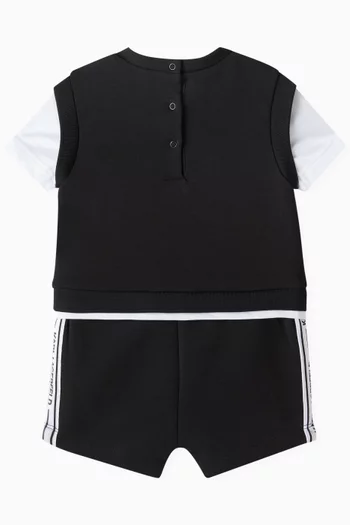 Graphic Logo-print T-shirt & Shorts Set in Cotton-jersey
