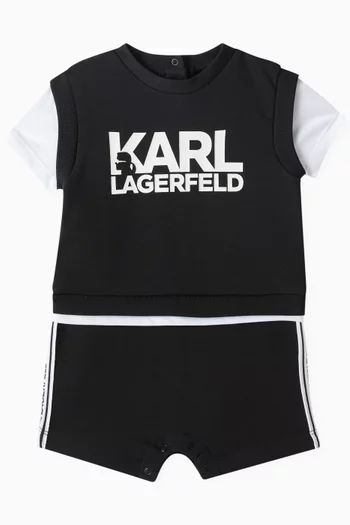 Graphic Logo-print T-shirt & Shorts Set in Cotton-jersey