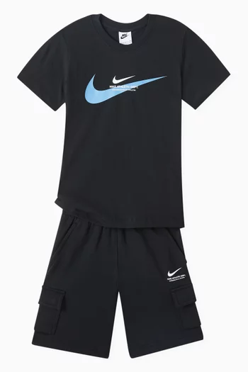 Logo Cargo Shorts in Cotton-blend Fleece