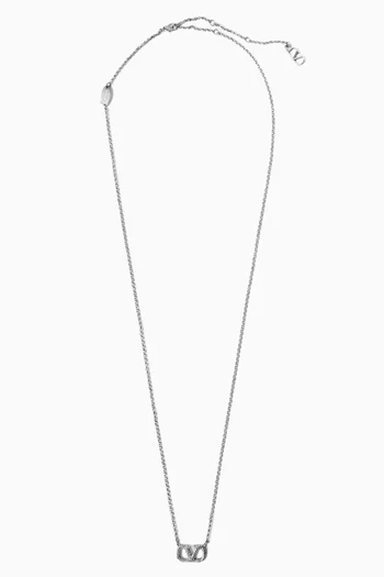 Valentino Garavani VLOGO Signature Necklace in Metal & Swarovski® Crystals