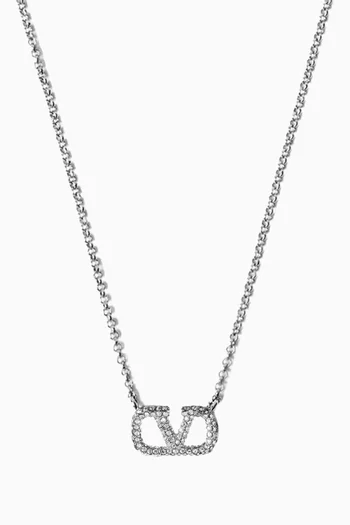 Valentino Garavani VLOGO Signature Necklace in Metal & Swarovski® Crystals
