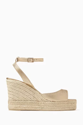 Blair Espadrille Wedges in Metallic Leather