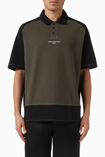 Two-tone Logo Polo Shirt in Cotton