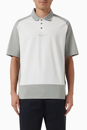Two-tone Logo Polo Shirt in Cotton