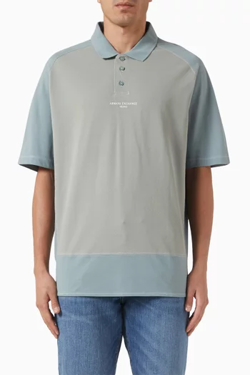 Two-tone Logo Polo Shirt in Cotton