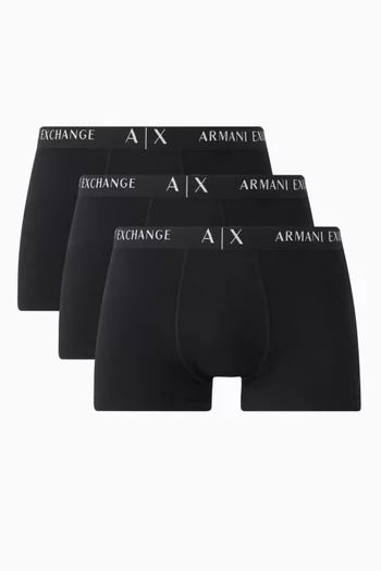 AX Lettering Boxer Briefs in Cotton, Set of 3