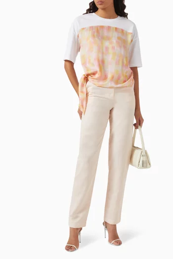 The Grid Pants in Linen-blend
