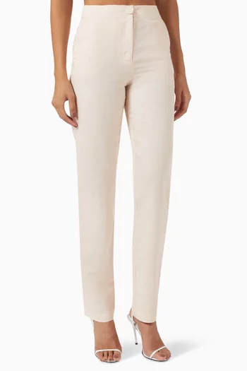 The Grid Pants in Linen-blend