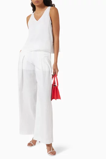 The Grid Pants in Linen-blend