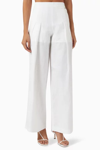 The Grid Pants in Linen-blend